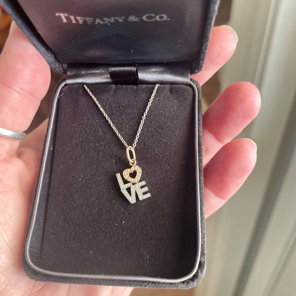 Tiffany & Co Love Necklace with White/Rose Gold and Pave Diamonds - Picture 11 of 12